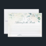 Tarjeta De Consejos Eucalyptus Greenery Elegante Ducha Bridal<br><div class="desc">Tarjeta de asesoramiento para ducha de novia con agua pintada de eucalipto y líneas para que los huéspedes escriban sus consejos. Esta sencilla tarjeta de consejo de estilo rústico es ideal para una celebración botánica en verano.</div>