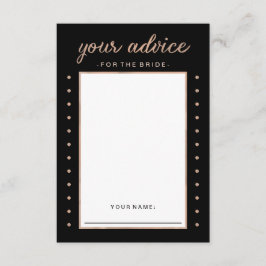 Tarjeta De Consejos Faux Rosa Gold sobre consejos negros para la novia