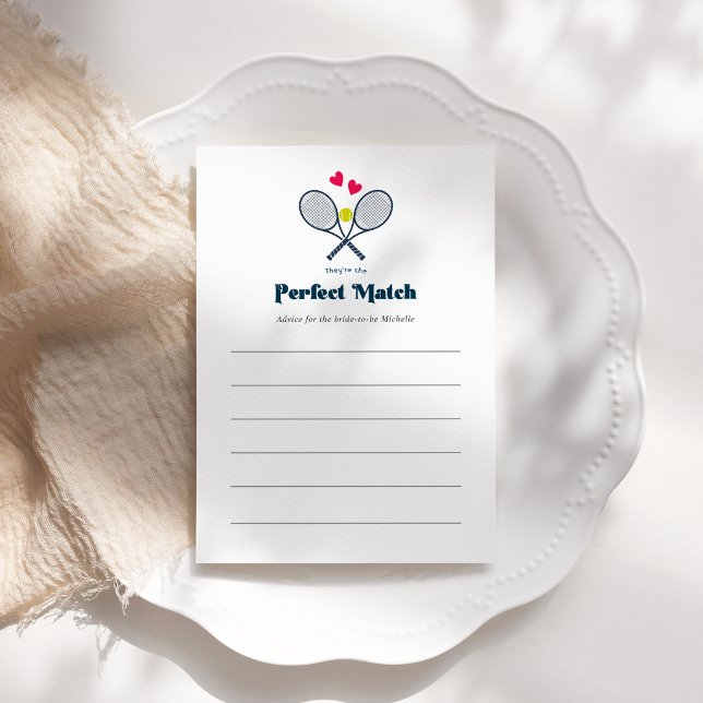 Tarjeta De Consejos Fiesta de Despedida de Soltera de Tenis Preppy Per (Perfect Match Preppy Tennis Bridal Shower Advice Card)
