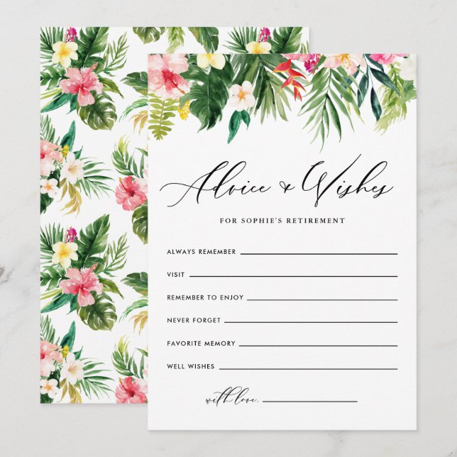 Tarjeta De Consejos Fiesta de Jubilación de Flores Tropicales de Acuar (Anverso / Reverso)