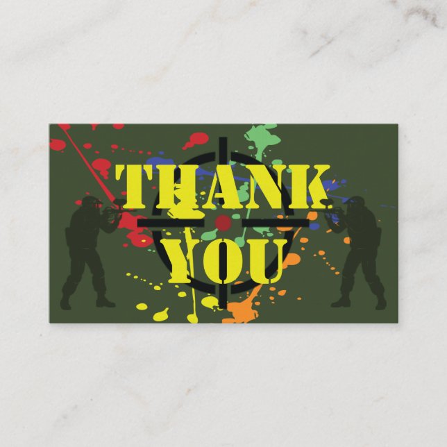 Tarjeta De Consejos Fiesta Green Paintball del Ejército Gracias (Anverso)