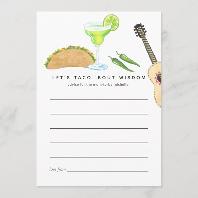 Tarjeta De Consejos Fiesta Taco mexicano 'sobre amor (Anverso)