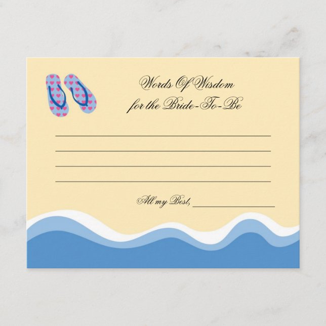 Tarjeta De Consejos Flip Flops Beach Bridal Advisory Card (Anverso)