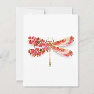 Tarjeta De Consejos Flor libélula con sakura de joyas