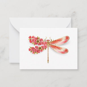 Tarjeta De Consejos Flor libélula con sakura de joyas