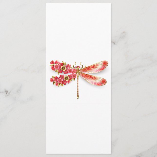 Tarjeta De Consejos Flor libélula con sakura de joyas (Anverso)