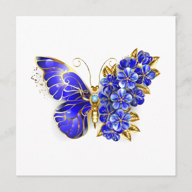 Tarjeta De Consejos Flor Sapphire Mariposa (Anverso)