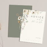 Tarjeta De Consejos Flor silvestre caprichosa | Boda de marfil y verde<br><div class="desc">Esta flor salvaje increíble | La tarjeta de consejo boda verde y marfil es perfecta para su boda boho sencillo y elegante. La vegetación rústica y moderna, acompañada de las minimalistas flores naturales, te ayudará a dar vida a tu visión. Este diseño de flores doradas de bonito, toques de sabio...</div>