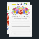Tarjeta De Consejos Floral Española Fiesta Bridal Shower<br><div class="desc">Acuarela floral fiesta de la ducha de novia tarjetas de consejo diseñadas para ser rápida y fácilmente personalizadas en español.</div>