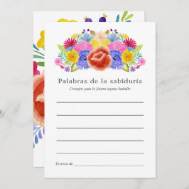 Tarjeta De Consejos Floral Española Fiesta Bridal Shower