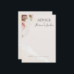 Tarjeta De Consejos Floral Rubor moderna | Boda acuarela<br><div class="desc">Este florido y moderno | acuarela La tarjeta de consejo boda es perfecta para su elegante rosa de oro de lujo boho, verde sabio, boda rosa rubor. El diseño presenta un marco de Relieve metalizado dorado o un ramo con una melocotón rústico de color rojo, una flor suculenta de color...</div>