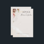 Tarjeta De Consejos Floral Rubor moderna | Boda acuarela<br><div class="desc">Este florido y moderno | acuarela La tarjeta de consejo boda es perfecta para su elegante rosa de oro de lujo boho, verde sabio, boda rosa rubor. El diseño presenta un marco de Relieve metalizado dorado o un ramo con una melocotón rústico de color rojo, una flor suculenta de color...</div>