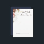 Tarjeta De Consejos Floral Rubor moderna | Boda de la Marina<br><div class="desc">Este florido y moderno | la tarjeta de consejo de boda marino es perfecta para su elegante rosa de oro de lujo boho, verde sabio, boda rosa rubor. El diseño presenta un marco de Relieve metalizado dorado o un ramo con una melocotón rústico de color rojo, una flor suculenta de...</div>