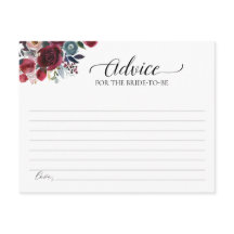 Tarjeta de Consejos Florales Borgoña Para La Novia