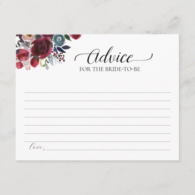 Tarjeta de Consejos Florales de Borgoña para la No (Anverso)