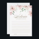 Tarjeta De Consejos Flores de color rosa rosado agitadas Rubor Ducha d<br><div class="desc">Dé su consejo y buenos deseos a la futura novia con esta elegante tarjeta de consejo floral. Cuenta con una garland acuarela de flores color rosa malva y vegetación con un guión elegante. Personalice agregando el nombre de la novia. Esta tarjeta de consejo para la ducha de novia rosa es...</div>