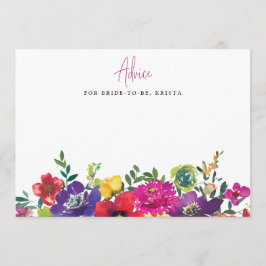 Tarjeta De Consejos Flores de colores audaces ducha de novia