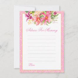 Tarjeta De Consejos Flores de Moda Baby Shower Bouquet Pink Mom
