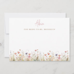 Tarjeta De Consejos Flores salvajes rosadas rusticas duchas de novias