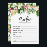 Tarjeta De Consejos Flores tropicales con ganas de novias y novios<br><div class="desc">Flores tropicales deseando la tarjeta plana de novia y de Groom. Tarjeta de buenos deseos de inspiración tropical con ilustraciones acuáticos de hibiscus, plumeria, ave del paraíso, orquídeas, hojas de palma, hojas de plátano y filodendros de hojas divididas. Esta tarjeta de boda floral es perfecta para bodas de verano y...</div>