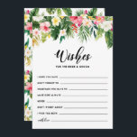 Tarjeta De Consejos Flores tropicales con ganas de novias y novios<br><div class="desc">Flores tropicales deseando la tarjeta plana de novia y de Groom. Tarjeta de buenos deseos de inspiración tropical con ilustraciones acuáticos de hibiscus, plumeria, ave del paraíso, orquídeas, hojas de palma, hojas de plátano y filodendros de hojas divididas. Esta tarjeta de boda floral es perfecta para bodas de verano y...</div>