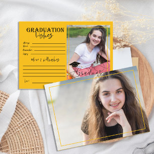 Tarjeta De Consejos Foto de Graduación Negro y Amarillo Graduación 202