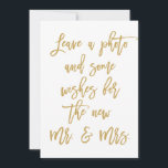 Tarjeta De Consejos Foto y deseos de oro a mano y moda<br><div class="desc">"Deja una foto y algunos deseos para el nuevo señor. y la señora".</div>