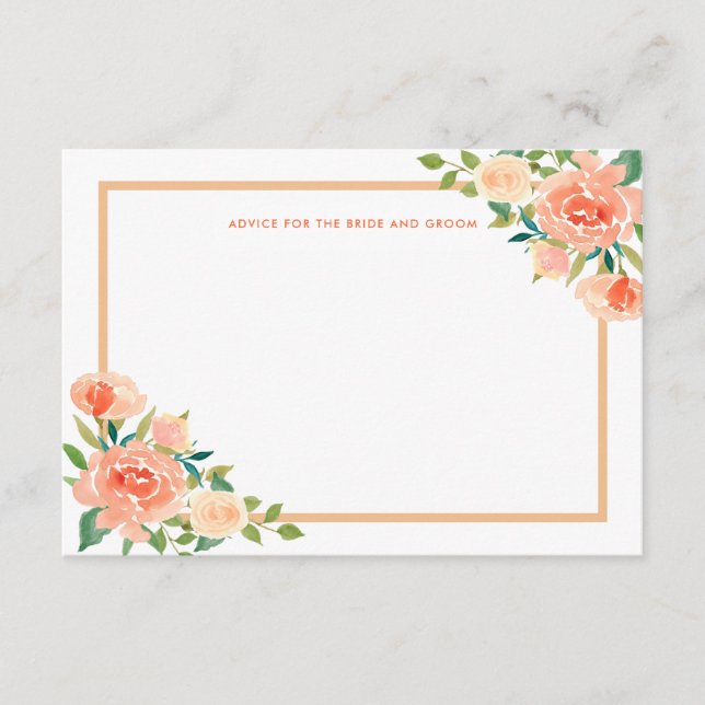 Tarjeta De Consejos Frontera de Peach Florals | Asesoramiento de Bodas (Anverso)