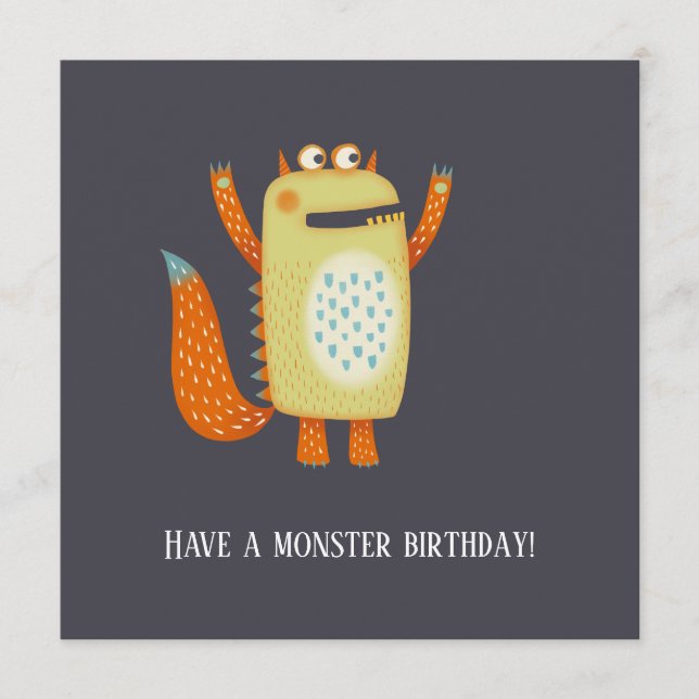 Tarjeta De Consejos Fun Monsters Birday Card (Anverso)