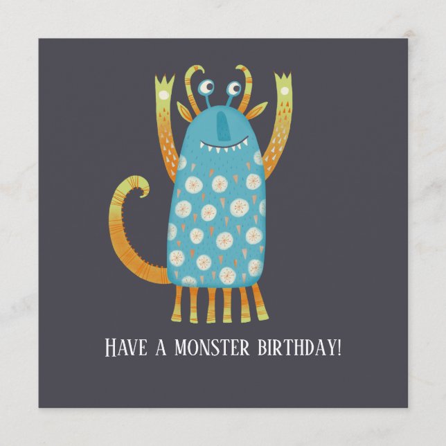 Tarjeta De Consejos Fun Monsters Birday Card (Anverso)