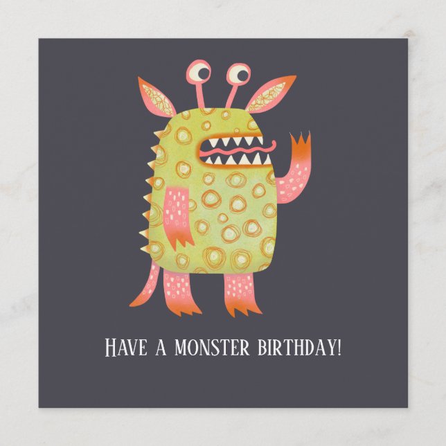 Tarjeta De Consejos Fun Monsters Birday Card (Anverso)