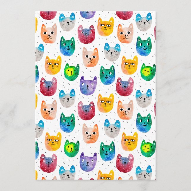 Tarjeta De Consejos Gatos acuarelas y amigos (Anverso)