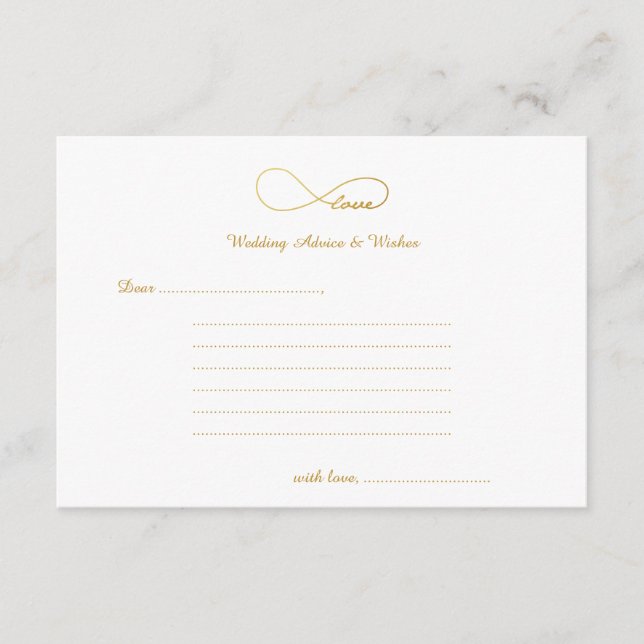 Tarjeta De Consejos Gold Love Infinity Bodas Wiers & Consejos (Anverso)