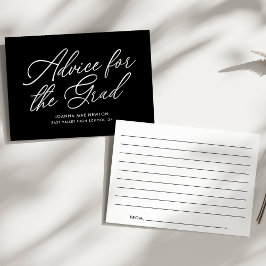 Tarjeta De Consejos Graduación con guión moderno en blanco y negro