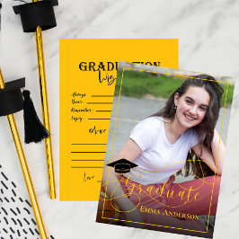 Tarjeta De Consejos Graduación de Graduado en Black and Yellow 2025