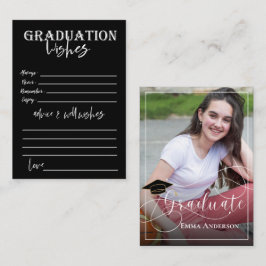 Tarjeta De Consejos Graduación en blanco y negro de foto graduada 2025