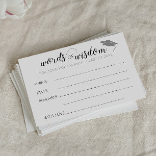 Tarjeta De Consejos Graduación gris palabras de graduado de Wisdom Adv