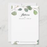 Tarjeta De Consejos Greenery Eucalyptus Boda de caligrafía moderna<br><div class="desc">Esta cédula de boda de caligrafía moderna con eucalipto de vegetación es perfecta para un boda rústico. El diseño presenta ramas y hojas de eucaliptos botánicos verdes dibujadas a mano. Estas tarjetas son perfectas para un boda, una ducha de novia, una ducha de bebé, una fiesta de graduación y más....</div>