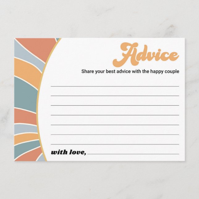 Tarjeta De Consejos Groovy Baby Advice Retro Sunshine Baby Shower (Anverso)