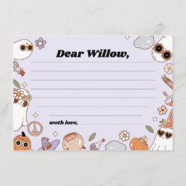 Tarjeta De Consejos Groovy Spooky Halloween Birthday Time Capsule Card