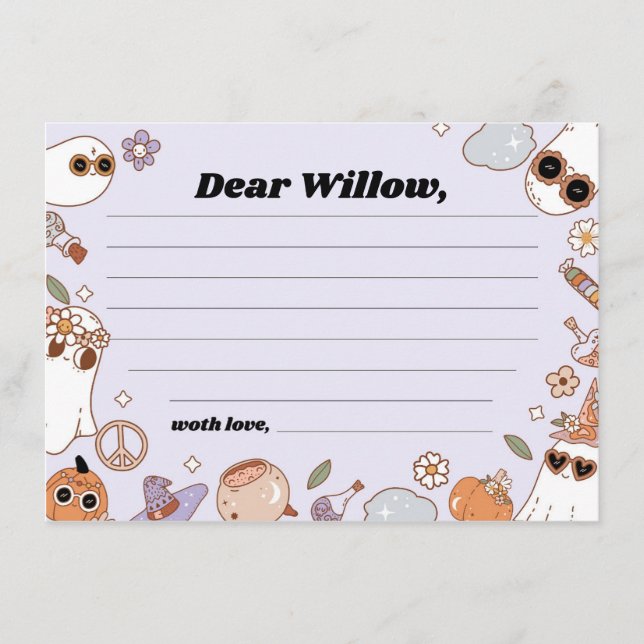 Tarjeta De Consejos Groovy Spooky Halloween Birthday Time Capsule Card (Anverso)