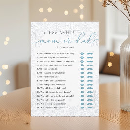 Tarjeta De Consejos Guess Who? Mom or Dad Baby Shower Game Card