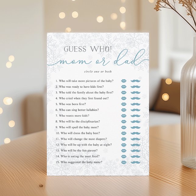 Tarjeta De Consejos Guess Who? Mom or Dad Baby Shower Game Card (Subido por el creador)
