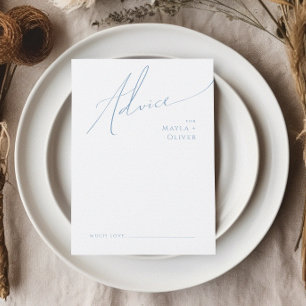 Tarjeta De Consejos Guión caprichoso   Boda azul turbio