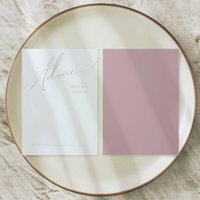 Tarjeta De Consejos Guión caprichoso | Boda Rosa polvoriento (Subido por el creador)