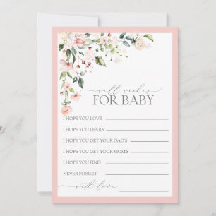 Tarjeta De Consejos Guión floral rosa bonito Baby Shower Well Wiers