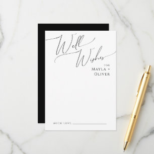 Tarjeta De Consejos Guión mínimo caprichoso Boda negro Deseos