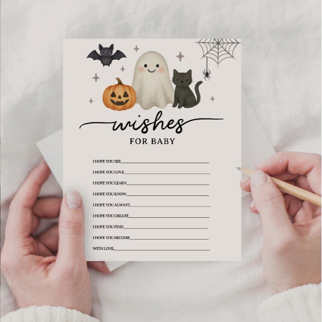 Tarjeta De Consejos Halloween Baby Shower Desea Un Bebé Y Un Juego (Subido por el creador)