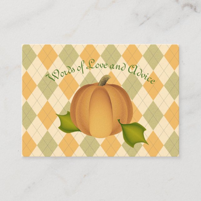 Tarjeta De Consejos Harves Pumpkin Baby Shower Advards Cards (Anverso)