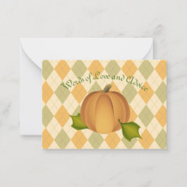 Tarjeta De Consejos Harves Pumpkin Baby Shower Advards Cards